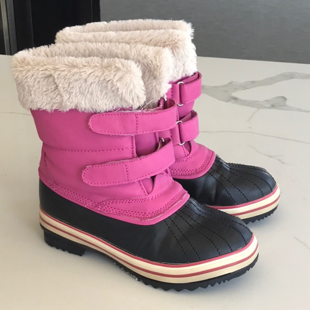 JANDS Duck Boots Fur-lined Snow Boots Girl Youth Size 1 Pink